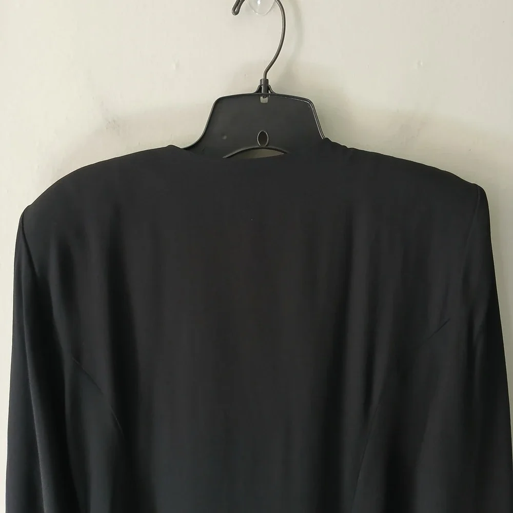 Vintage‎ 3131 1980's Women's Size 8 Midi Wrap Dress Gold Button Shoulder Pads